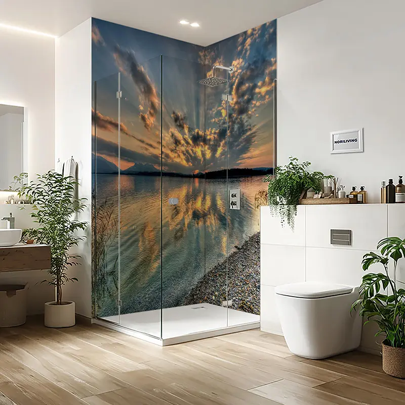 Duschrückwand Einzel | Ecke | Alu Sonnenuntergang am Chiemsee 440