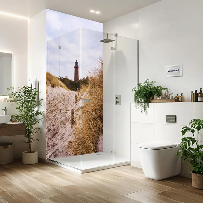 Duschrückwand Einzel | Ecke | Alu Weg zum Leuchtturm Darsser Ort Ostsee 543