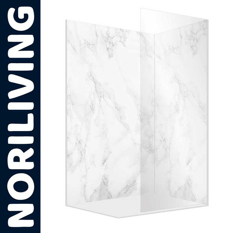 Duschwand mit elegantem Marmor-Design von NORILIVING