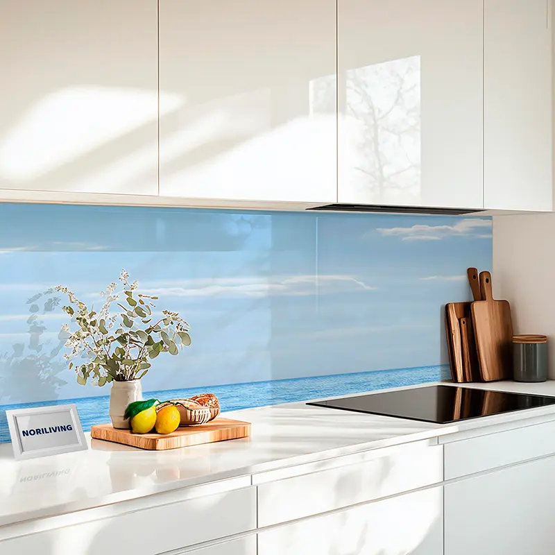 Fliesenspiegel Alu Blaues Meer mit abendlichem Wolkenhimmel 830