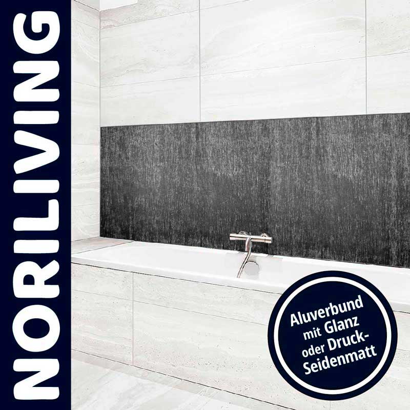 Moderne Badewannenumrandung mit grauer Aluverbundplatte in Glanz oder Druck-Seidenmatt von NORILIVING