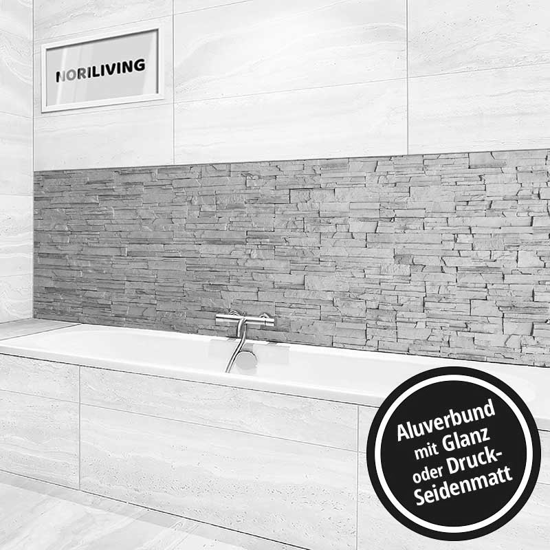 Badrückwand Alu Steinwand beige 327 schwarz-weiß
