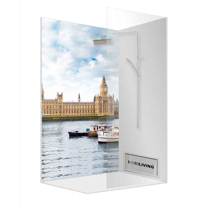 Duschkabine mit Fotodruck der Houses of Parliament und Themse in London