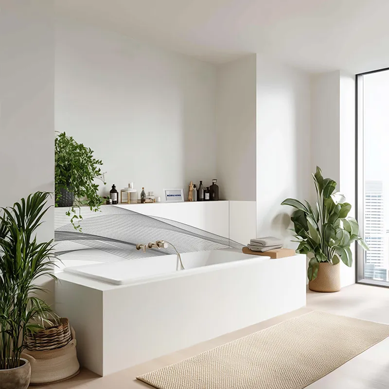 Badrückwand Alu abstrakte grüne Wellenlinien 973 schwarz-weiß