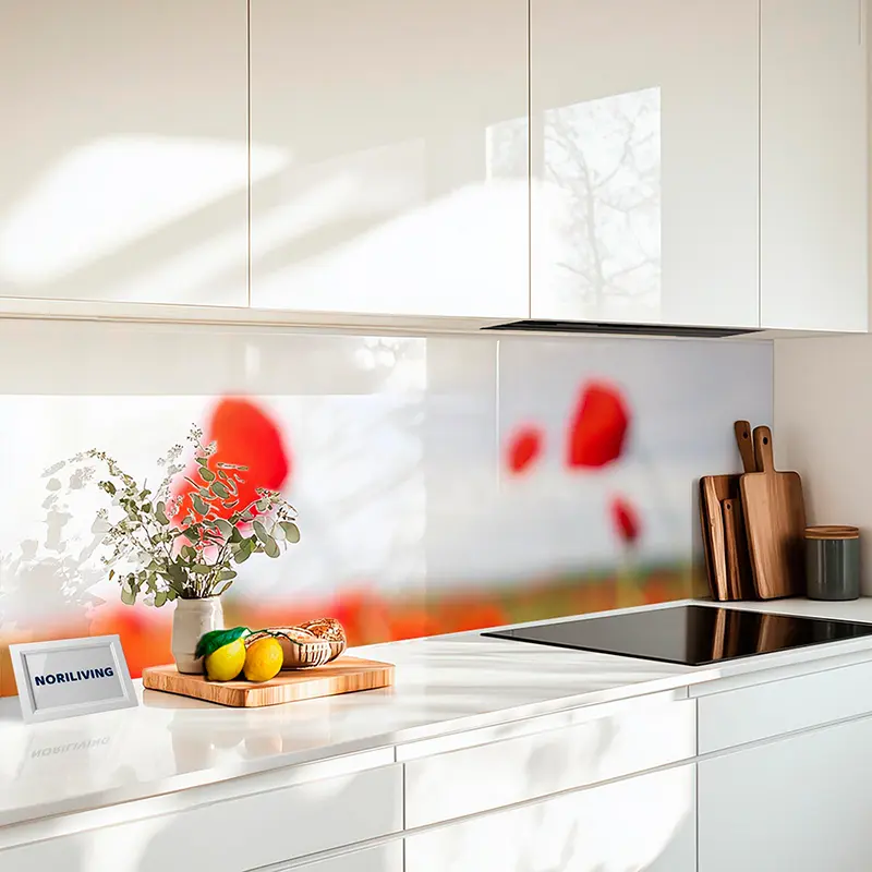 Fliesenspiegel Alu Rotes Mohnblumenfeld im Sommer 879