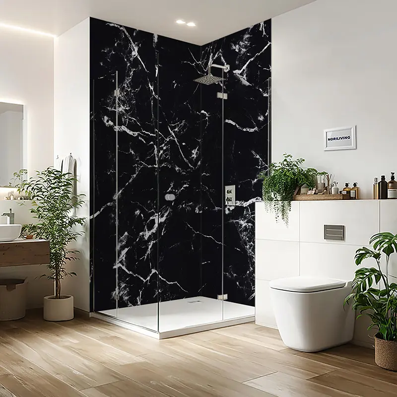 Duschrückwand Einzel | Ecke | Nische | Alu Marmorstruktur schwarz 396