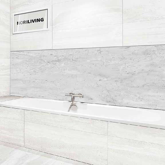 Badrückwand Alu Marmor hellgrau 004 schwarz-weiß