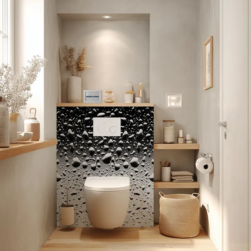 Toilettenrückwand Alu Wasser Tropfen monochrom 916