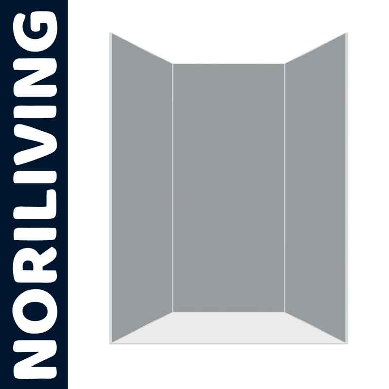 Graue dreiteilige Duschabtrennung von Noriliving