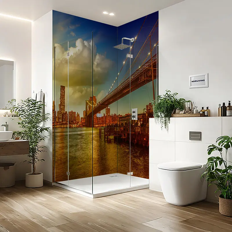 Duschrückwand Einzel | Ecke | Nische | Alu  Skyline von New York City im Sommer 244