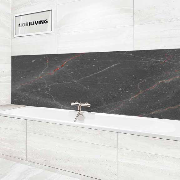 Badrückwand Alu Marmor dunkelgrau 009