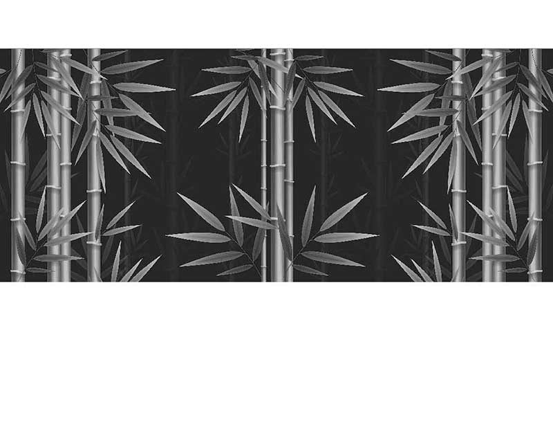Dekorative schwarze Tapete mit stilisiertem Bambus und Blättern