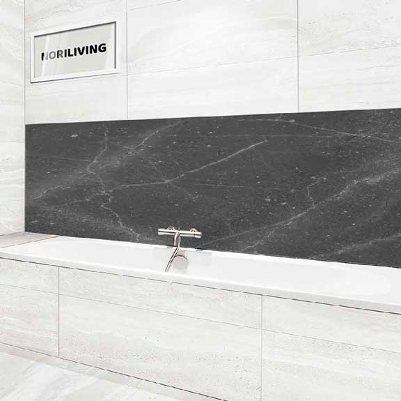 Badrückwand Alu Marmor dunkelgrau 009 schwarz-weiß