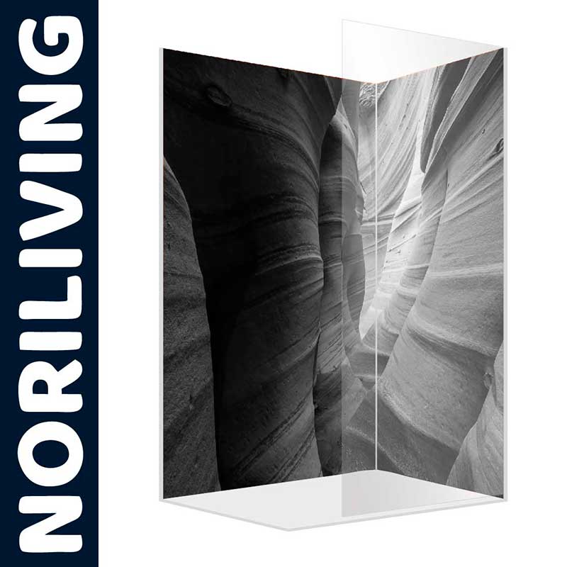Wandbild mit schwarz-weißem Schluchtenmotiv von NORILIVING