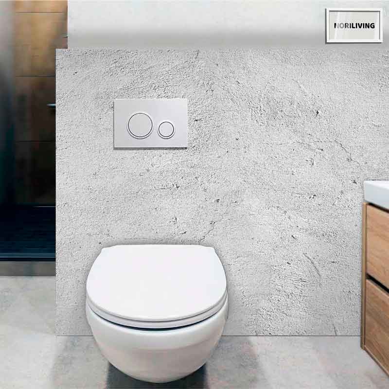 Modernes Wand-WC mit minimalistischer Designoptik Ein modernes, wandmontiertes WC vor einer strukturierten Betonwand mit Spülkasten und Betätigungsplatte.