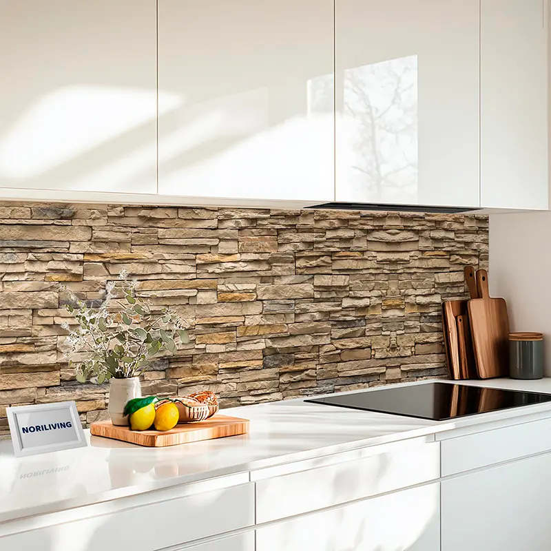 Küchenrückwand Echtglasoptik Profiline Steinverblender Schiefer hell 3441a