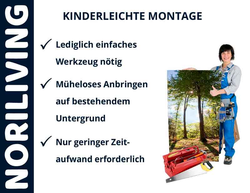 NORILIVING - Kinderleichte Montage, nur einfaches Werkzeug nötig NORILIVING Montage: Einfaches Werkzeug, müheloses Anbringen, geringer Zeitaufwand