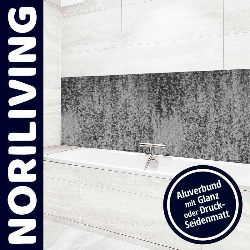Badezimmer mit eleganter Aluverbund Wandverkleidung von Noriliving in Glanz oder Druck-Seidenmatt
