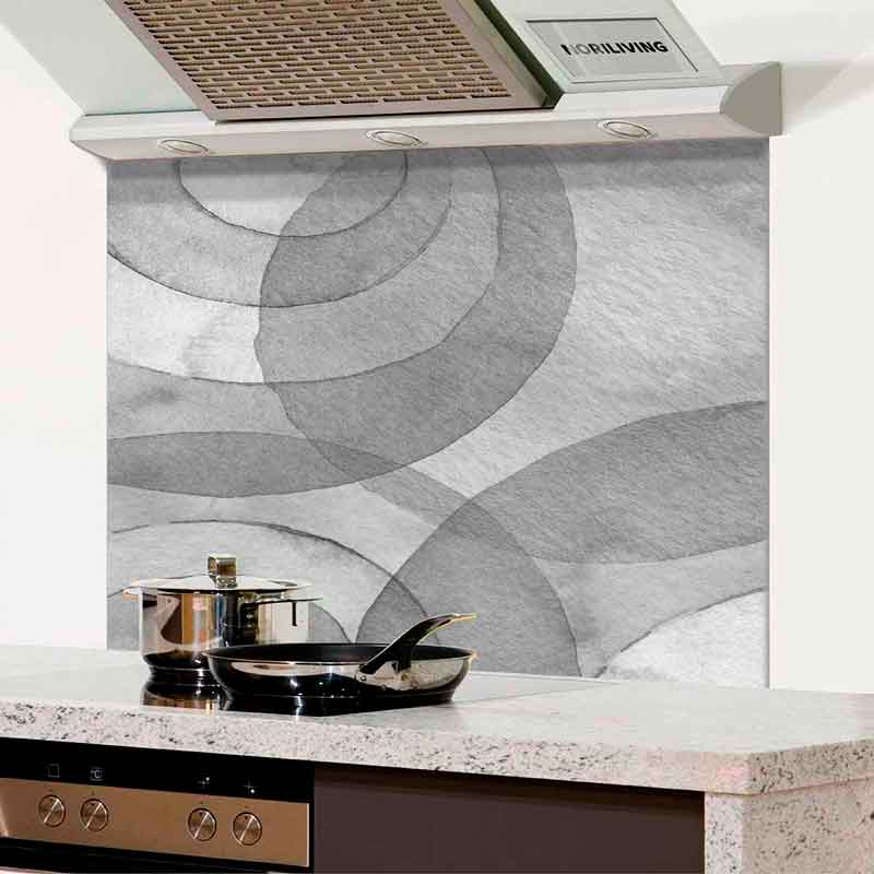 Spritzschutz Küche - Herd Alu abstrakte Aquarellkreise 407 schwarz-weiß