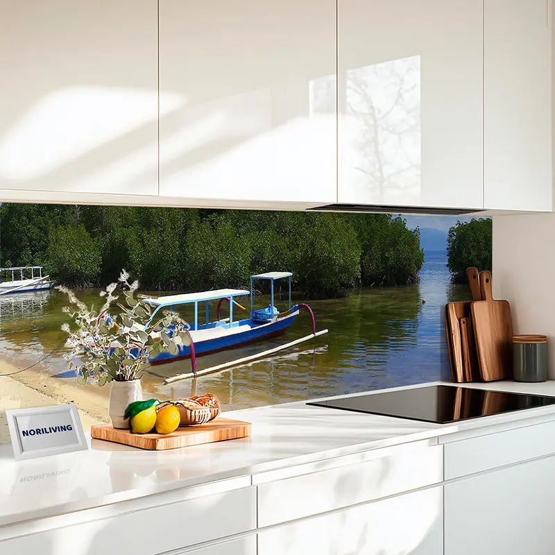 Küchenrückwand Echtglasoptik Profiline Süßer roter Vogel auf Zweig im Schnee 509