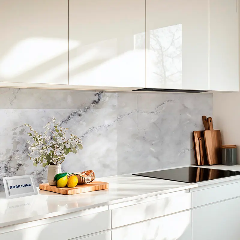Küchenrückwand Alu Marmorstruktur grau 125