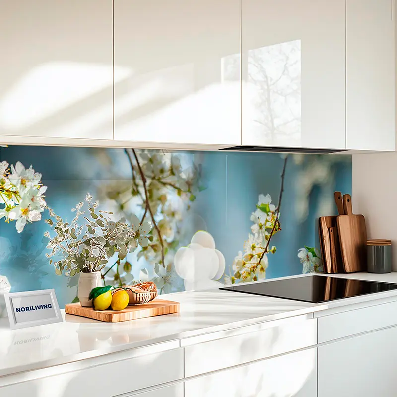 Küchenrückwand Alu Blühender Frühlingskirschbaum 700