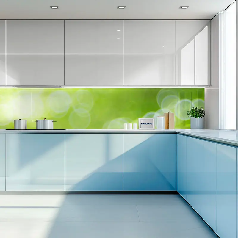 Helle, minimalistische Küchenzeile mit Pflanzen