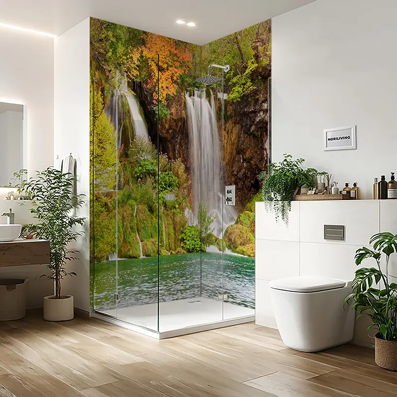 Duschrückwand Einzel | Ecke | Nische | Alu Wasserfall Herbstwald 687