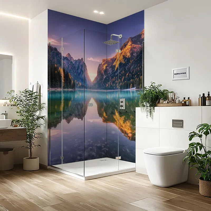 Duschrückwand Einzel | Ecke | Nische | Alu Bergsee im Herbst 390