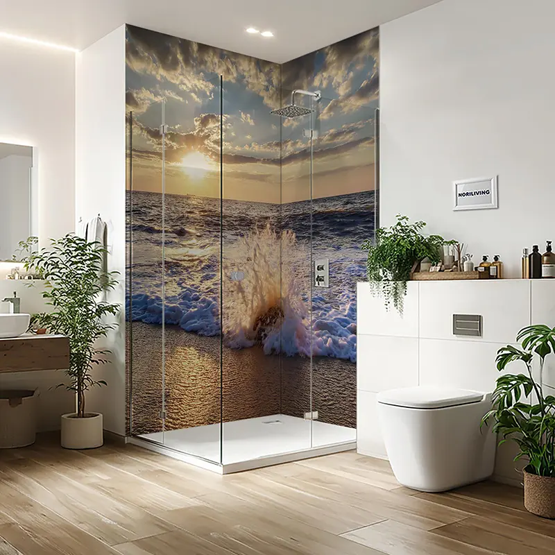 Duschrückwand Einzel | Ecke | Nische | Alu Sonnenuntergang am Meer 859