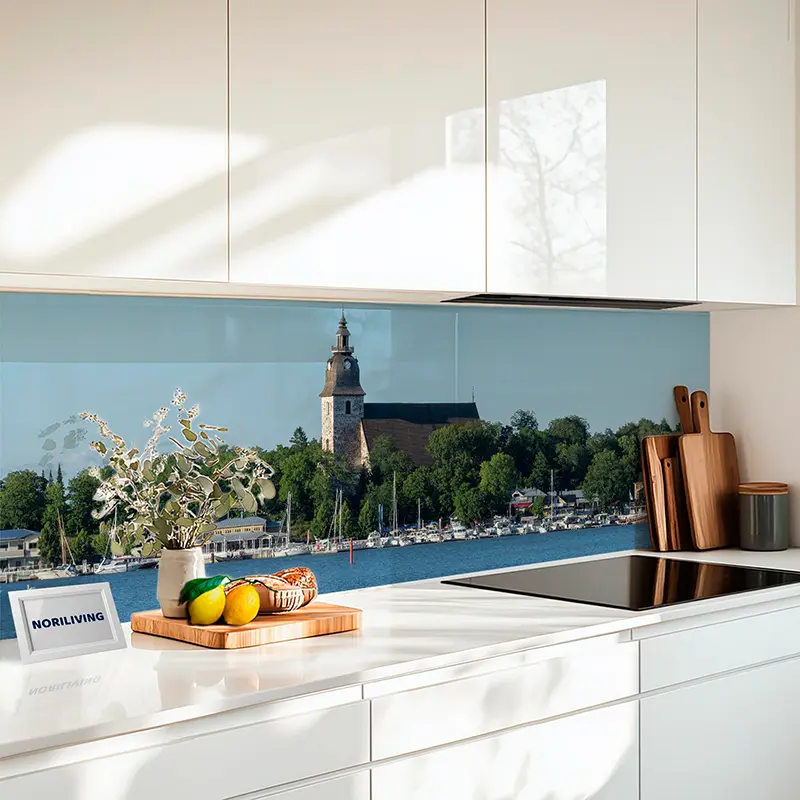 Küchenrückwand Alu Der Hafen und die Uferpromenade der Stadt Naantali Finnland 625