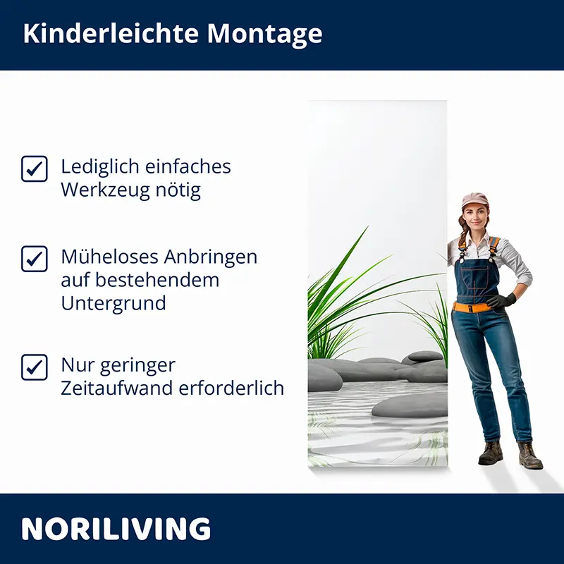 Fototapete mit Zen-Steinen, Pflanze und Montage