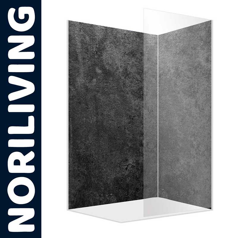 Eckiger Duschpanel in dunkler Betonoptik von Noriliving