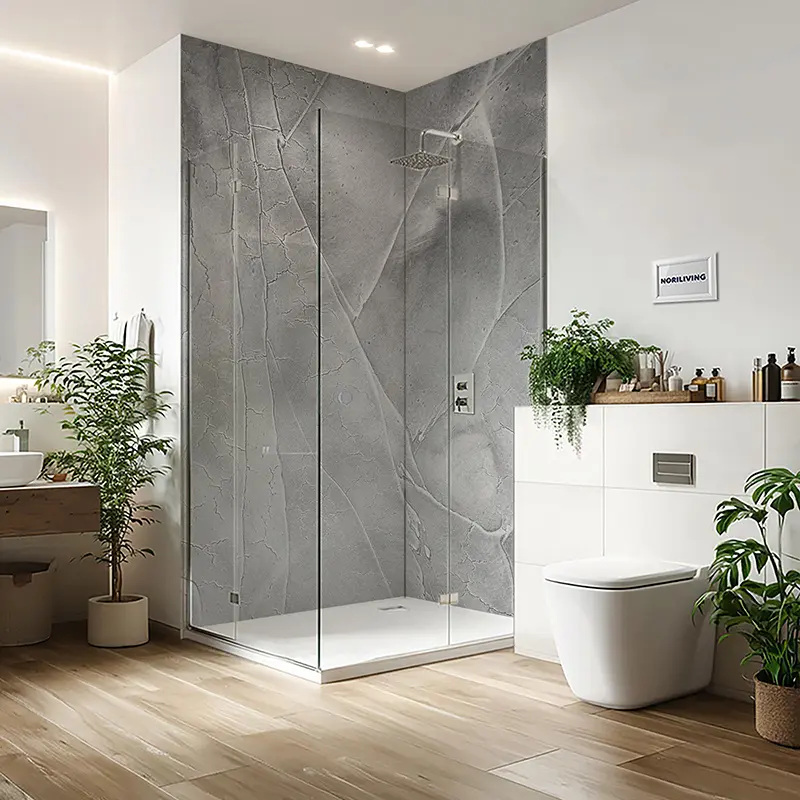 Duschrückwand Aluverbund Marmor beige 705 schwarz-weiß