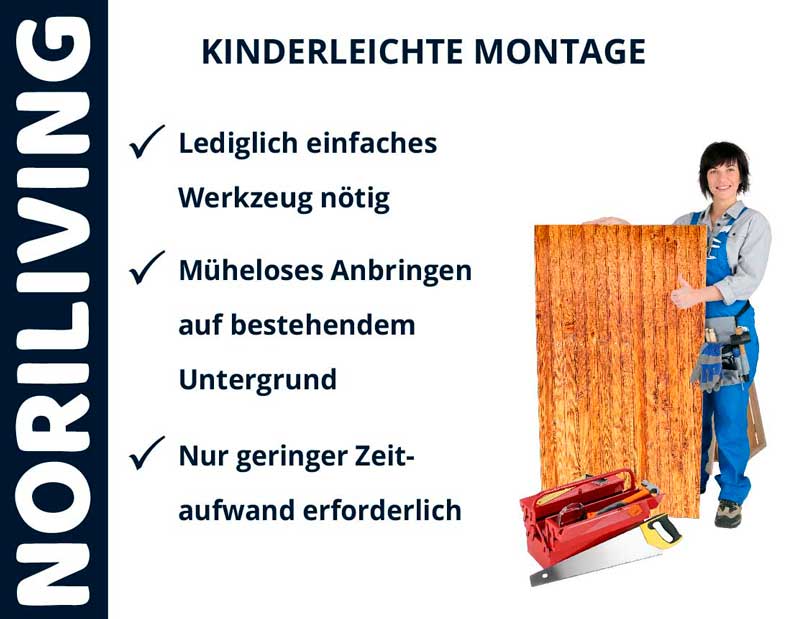 NORILIVING Wandpaneel, einfache Installation mit wenig Werkzeug, ideal für schnellen Heimgebrauch