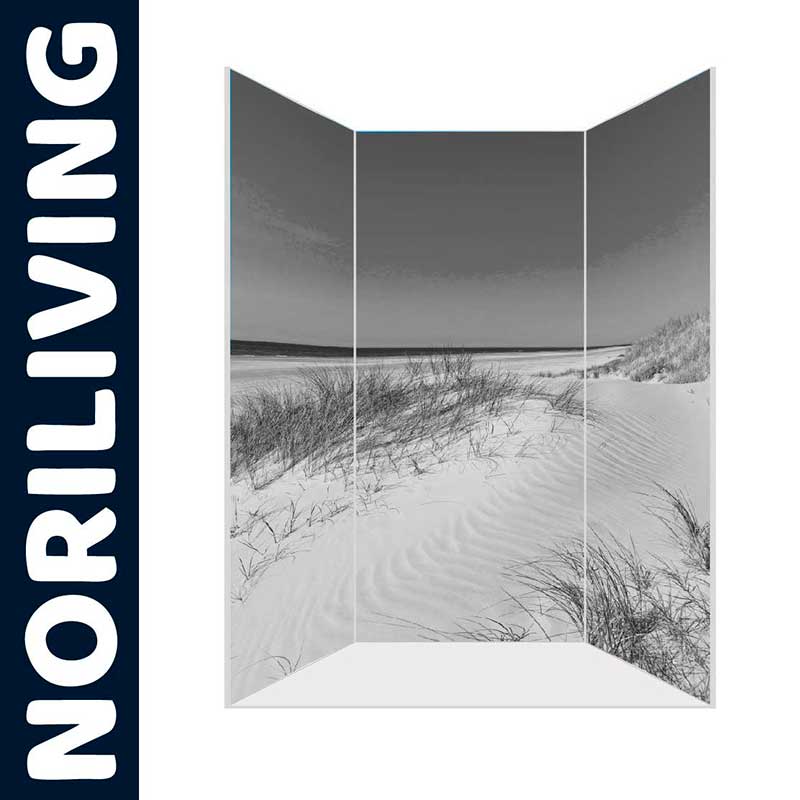 Raumteiler mit einem Bild von Dünen und Meer, dekorativ und modern - NORILIVING