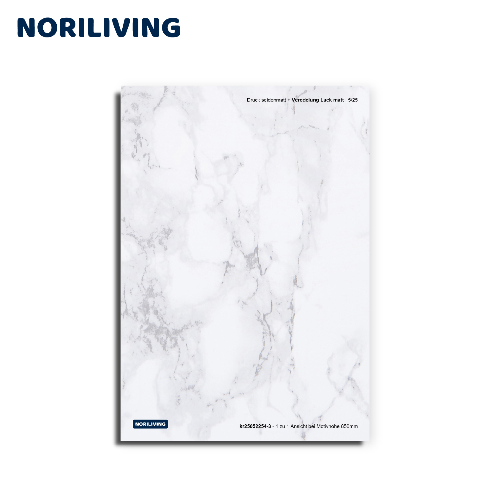 Dekorplatte mit marmorner Optik von NORILIVING, seidenmatt bedruckt und matt lackiert