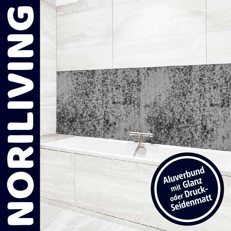 Badezimmer mit eleganter Aluverbund-Rückwand in Glanz oder Druck-Seidenmatt von NORILIVING