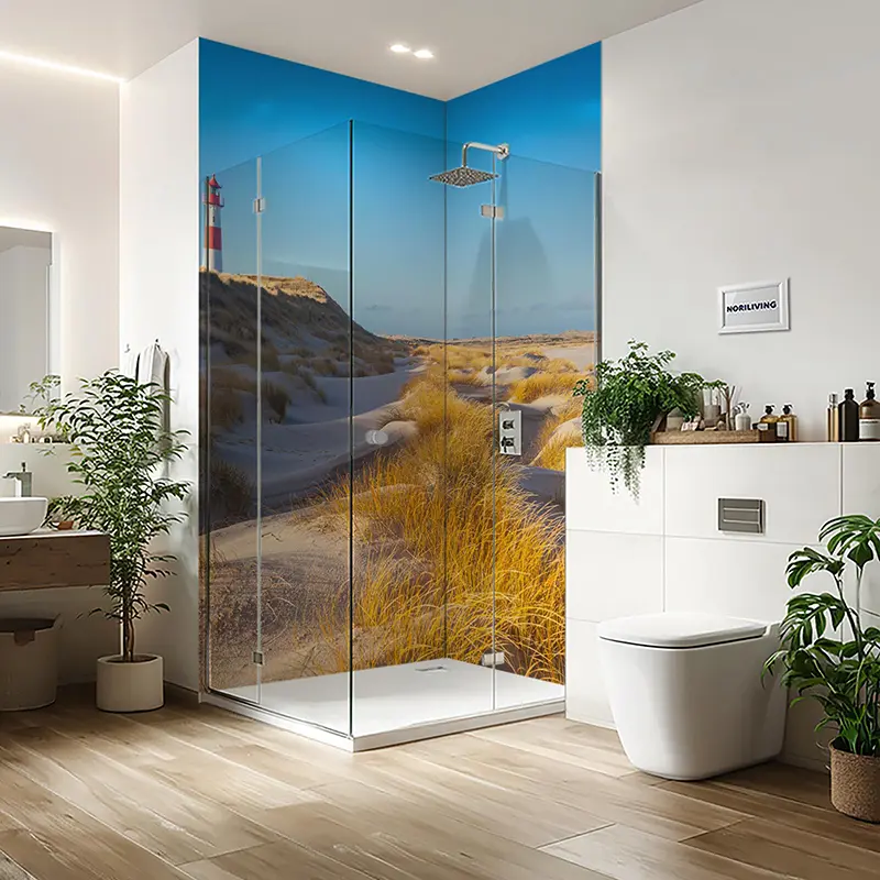 Duschrückwand Einzel | Ecke | Nische | Alu Leuchtturm am Ellbogen List Sylt 356