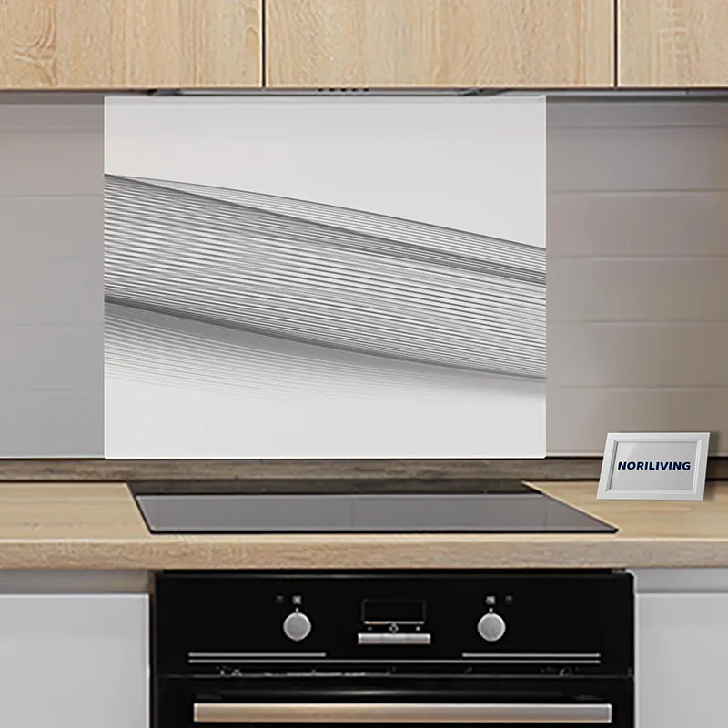 Spritzschutz Küche - Herd Alu abstrakte grüne Wellenlinien 973 schwarz-weiß