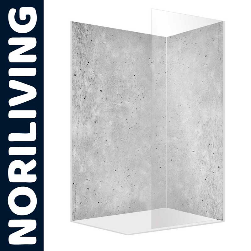Glas-Duschwand von NORILIVING mit Betonoptik im Badezimmer