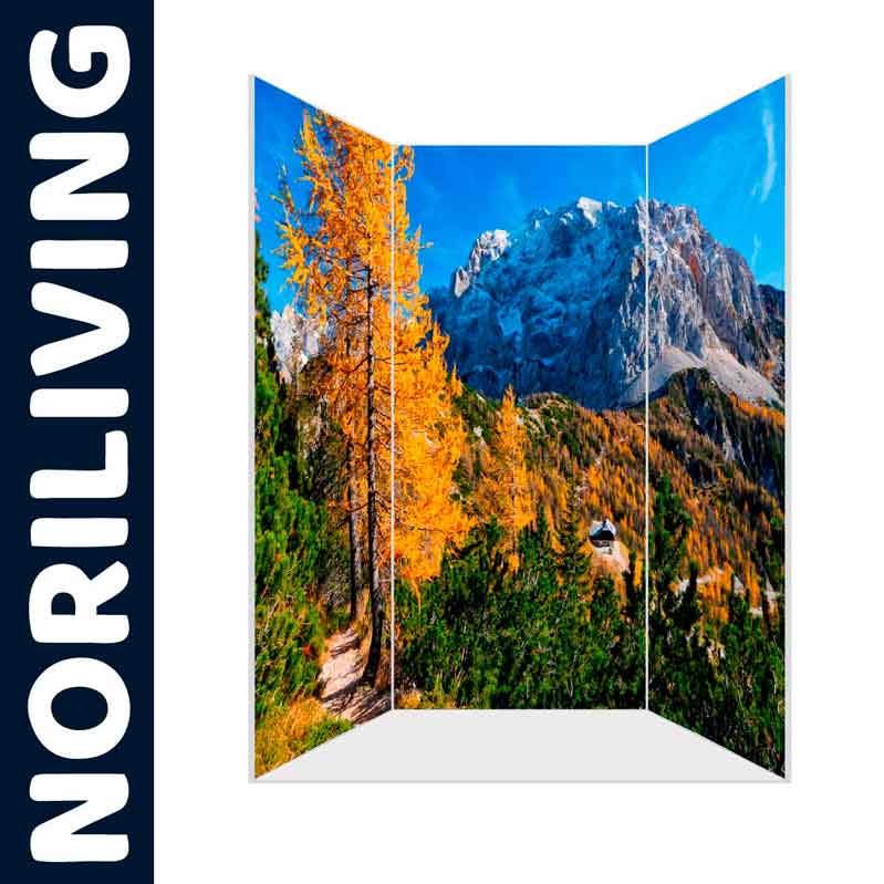 Raumteiler mit herbstlicher Berglandschaft von NORILIVING Dekorativer Raumteiler mit einem Bild einer herbstlichen Berglandschaft und bunten Bäumen, angeboten von NORILIVING
