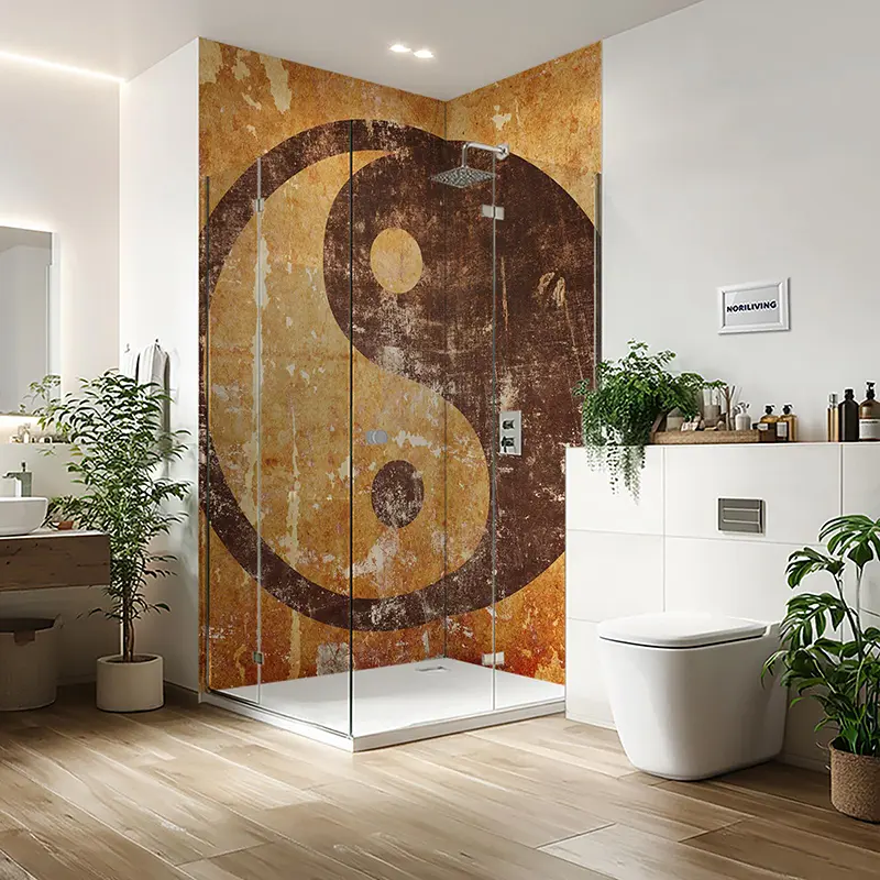 Duschrückwand Einzel | Ecke | Alu Yin und Yang 216