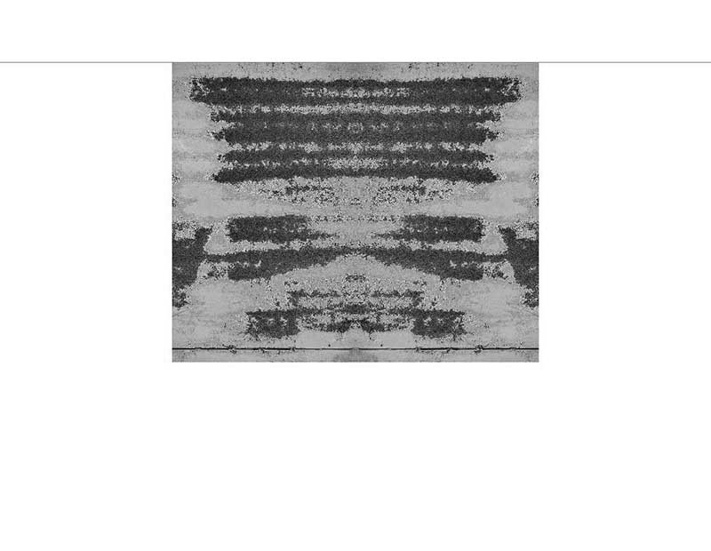 Abstrakte Kunst mit einem symmetrischen, grauen Muster auf Betonoberfläche