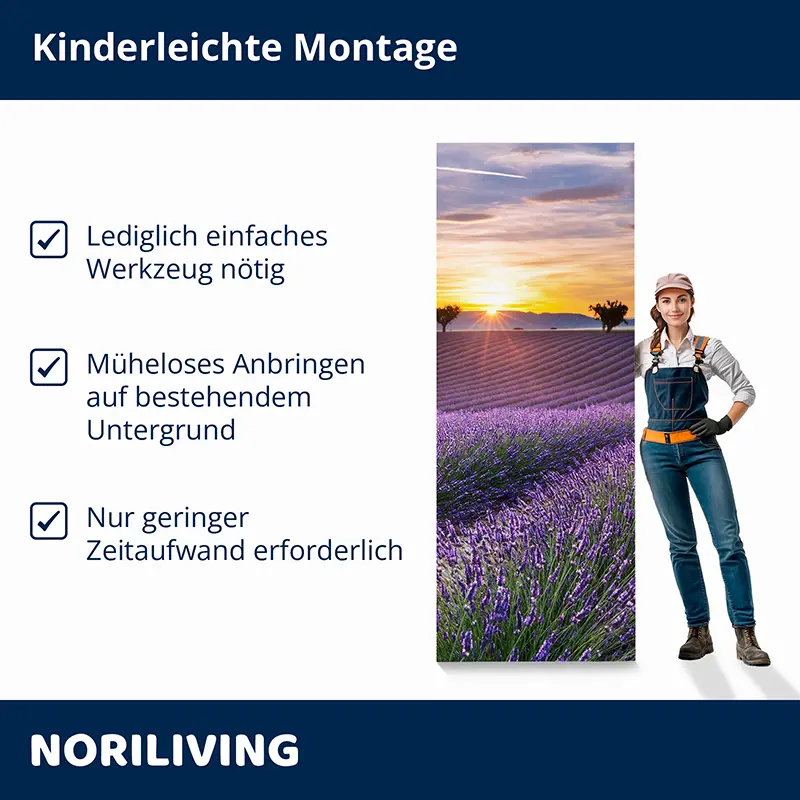 Montagehinweis: Lavendel Wandbild, einfache Anbringung