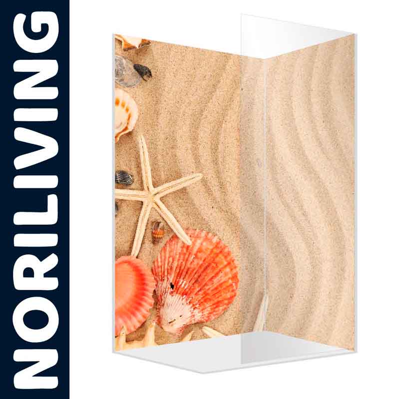 Dekorative Wandverkleidung mit Muschelmotiv - Noriliving Dekorative Wandverkleidung von Noriliving mit Muschelmotiv und Sandstrand.