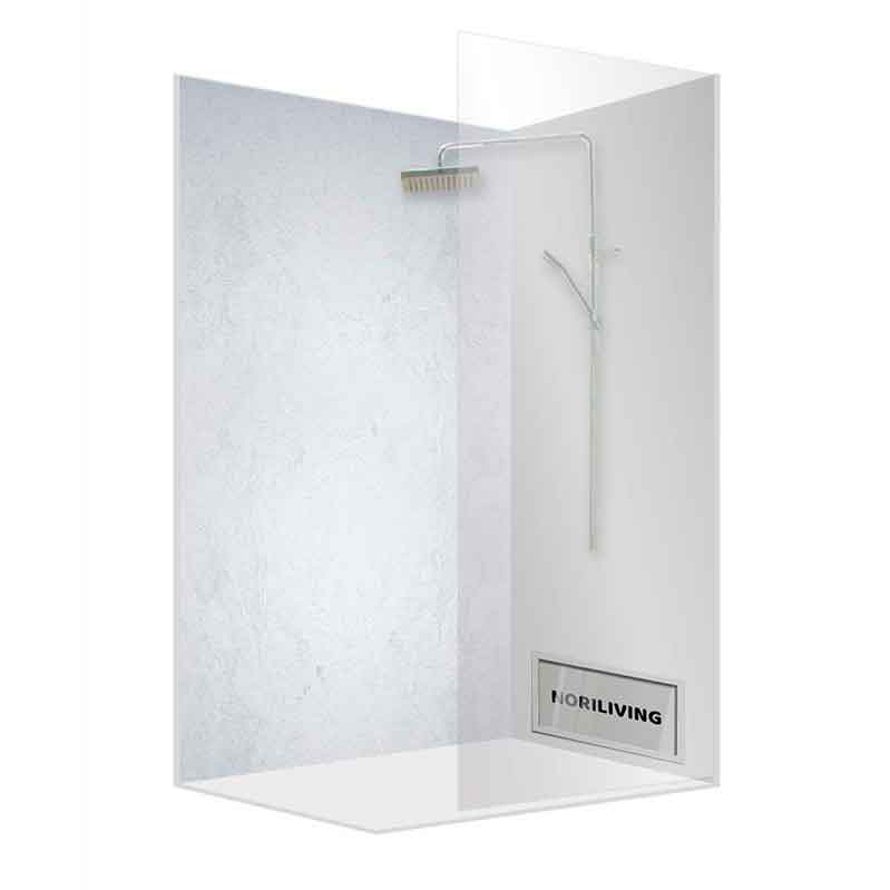 Moderne Duschabtrennung mit Regendusche Elegante Duschabtrennung mit integrierter Regendusche und moderner Ästhetik