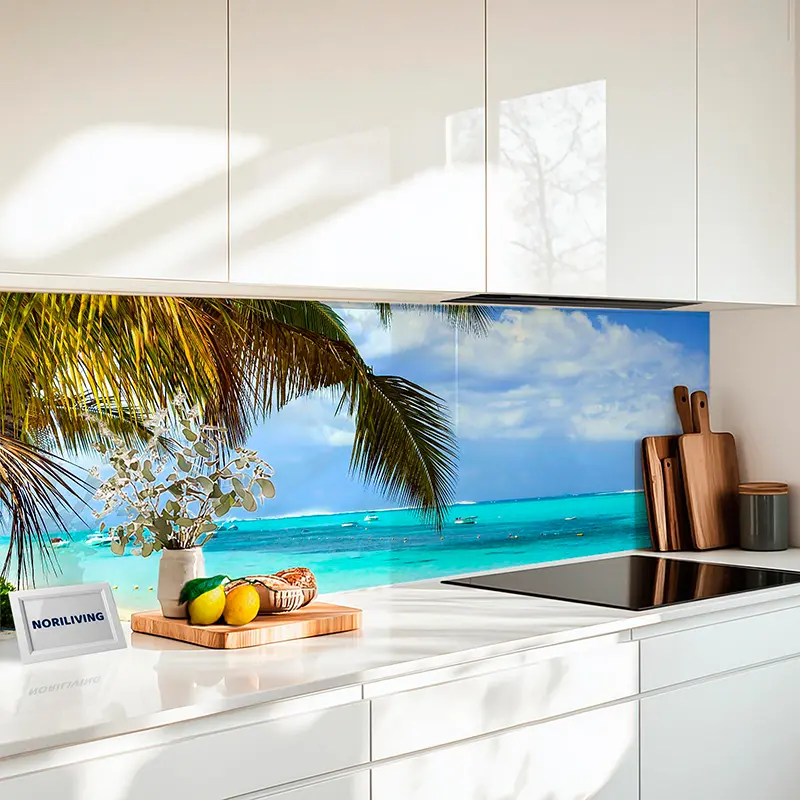 Küchenrückwand Alu Strand mit türkisfarbenem Wasser Mauritius 714