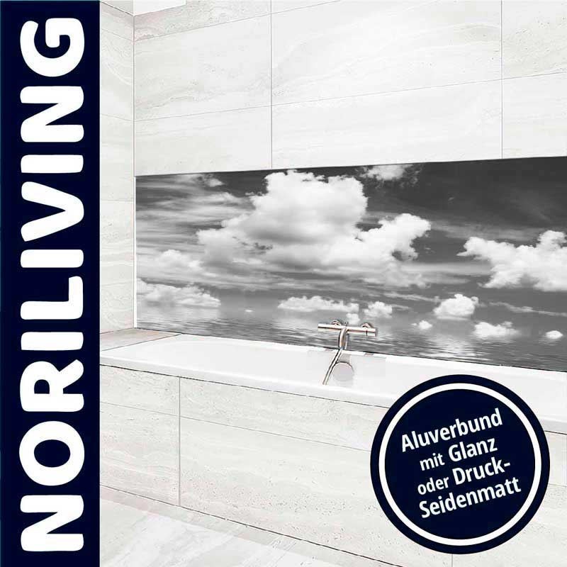 Modernes Badezimmer mit Noriliving Aluverbund Verkleidung in glänzendem oder seidenmattem Design