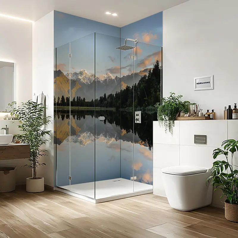 Duschrückwand Einzel | Ecke | Nische | Alu Reflexionsbild des Lake Matheson Neuseeland 377